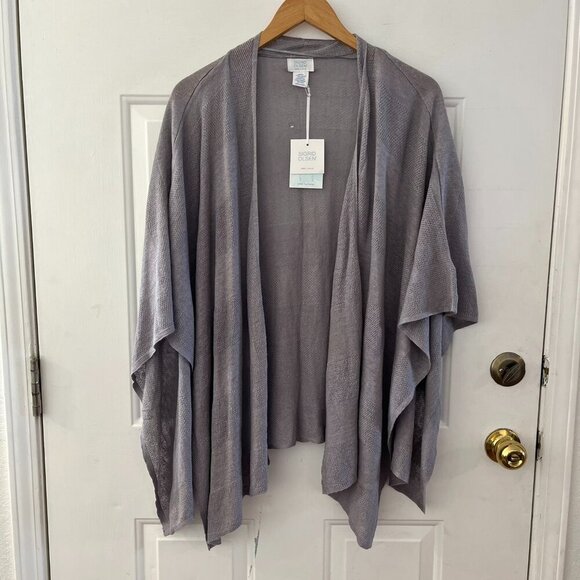Sigrid Olsen Woman's Gray 100% Linen Open-Front Wear Two Ways Wrap One-Size - Picture 2 of 10